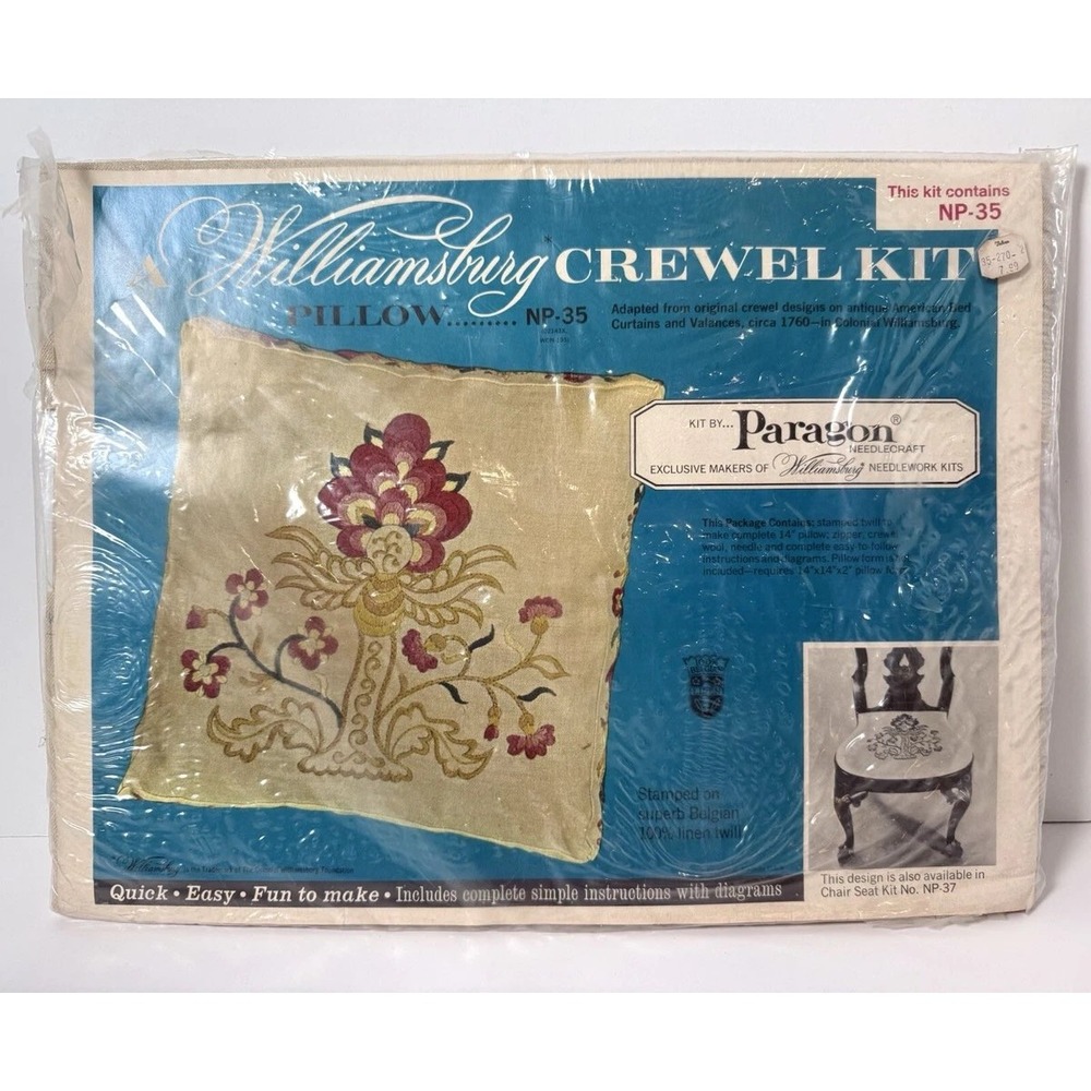 Vintage Paragon Needlecraft Crewel Embroidery Pillow Kit A Williams NP-35 Floral